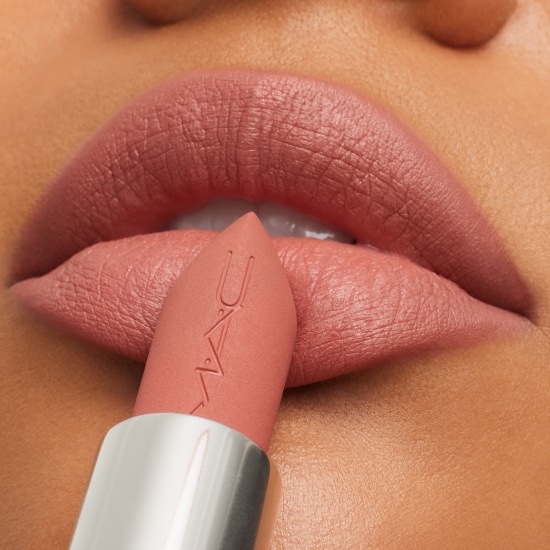 Nude lipstick colour on lips